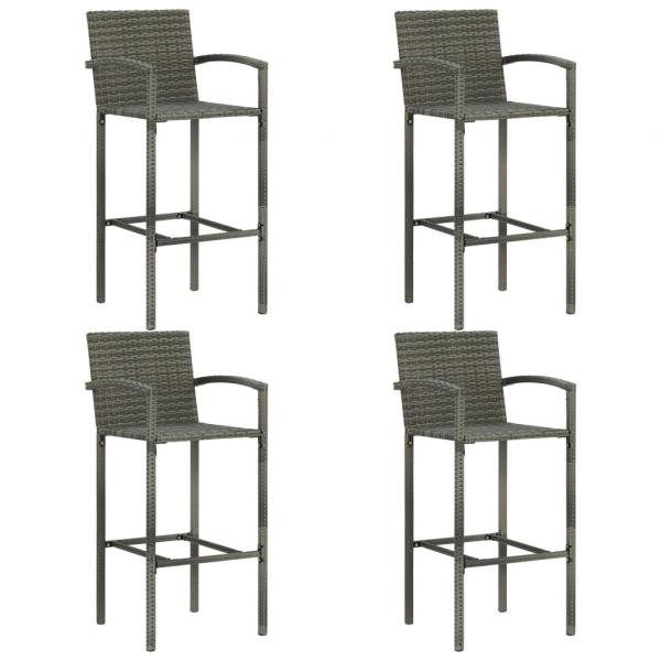 5-tlg. Gartenbar-Set Poly Rattan Grau