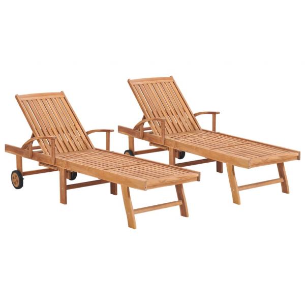 ARDEBO.de - Sonnenliegen 2 Stk. Massivholz Teak