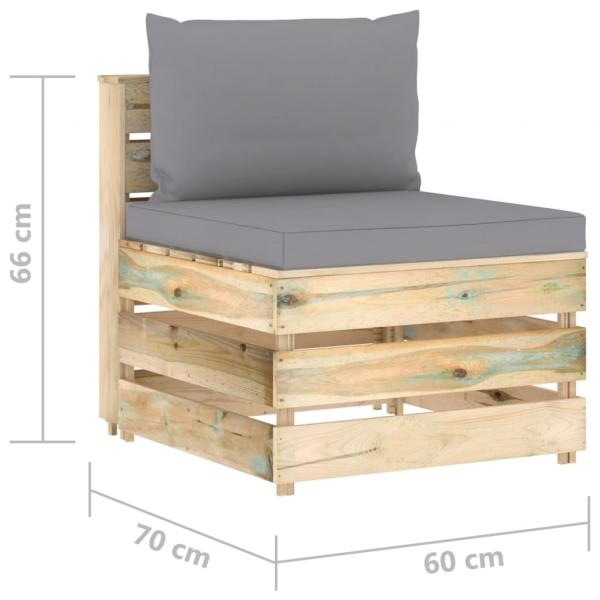 Modulares Mittelsofa mit Kissen Grün Imprägniertes Holz