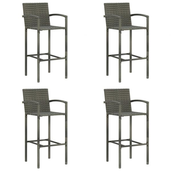 ARDEBO.de - Barhocker 4 Stk. Grau Poly Rattan