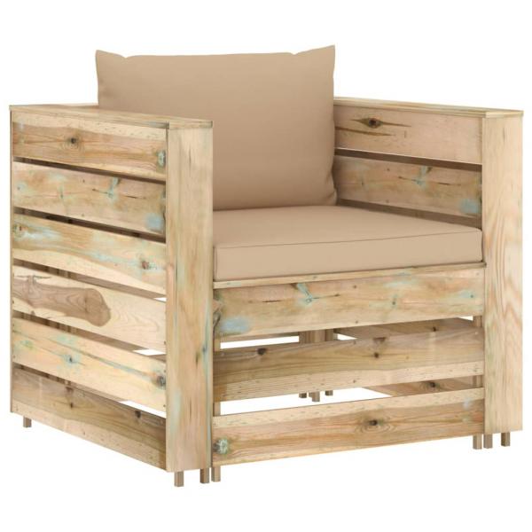 2-tlg. Garten-Lounge-Set mit Kissen Grün Imprägniertes Holz