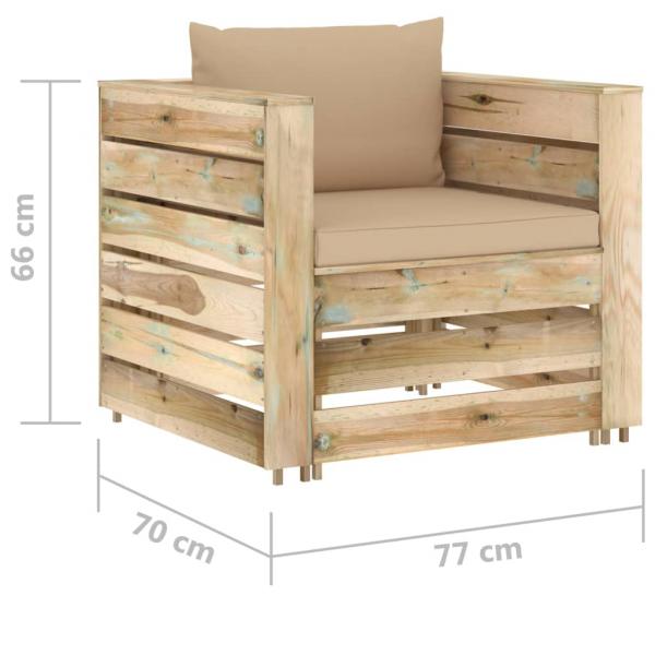 2-tlg. Garten-Lounge-Set mit Kissen Grün Imprägniertes Holz