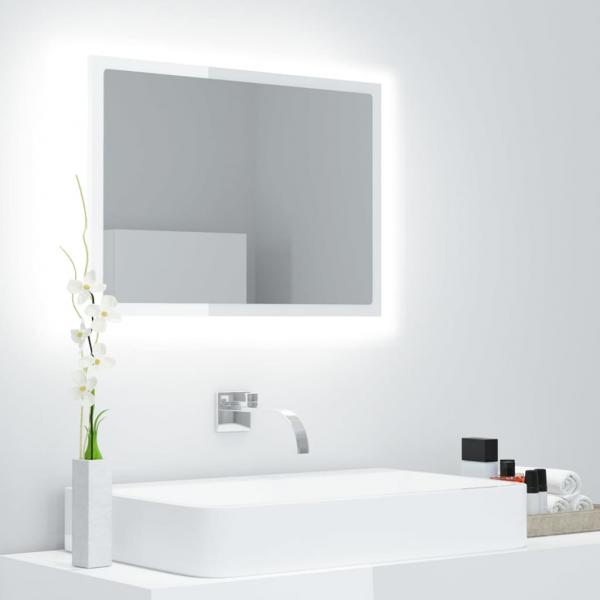 ARDEBO.de - LED-Badspiegel Hochglanz-Weiß 60x8,5x37 cm Acryl