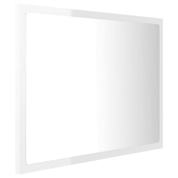 LED-Badspiegel Hochglanz-Weiß 60x8,5x37 cm Acryl