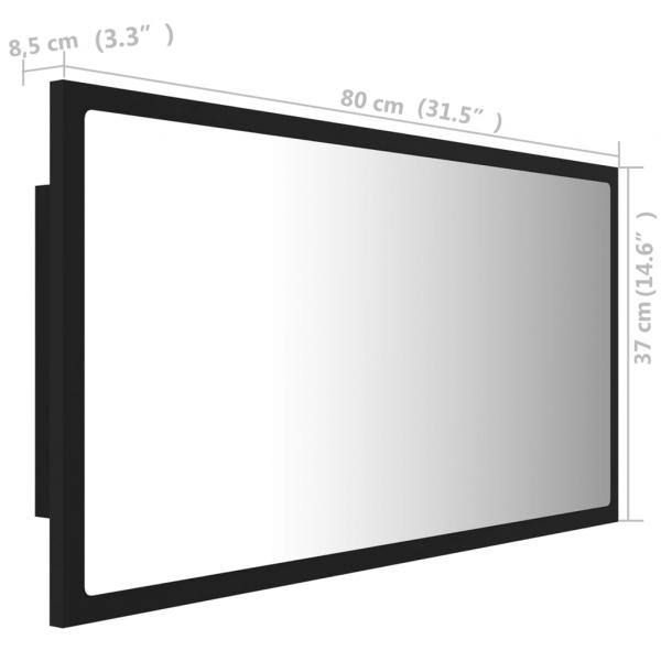 LED-Badspiegel Schwarz 80x8,5x37 cm Acryl