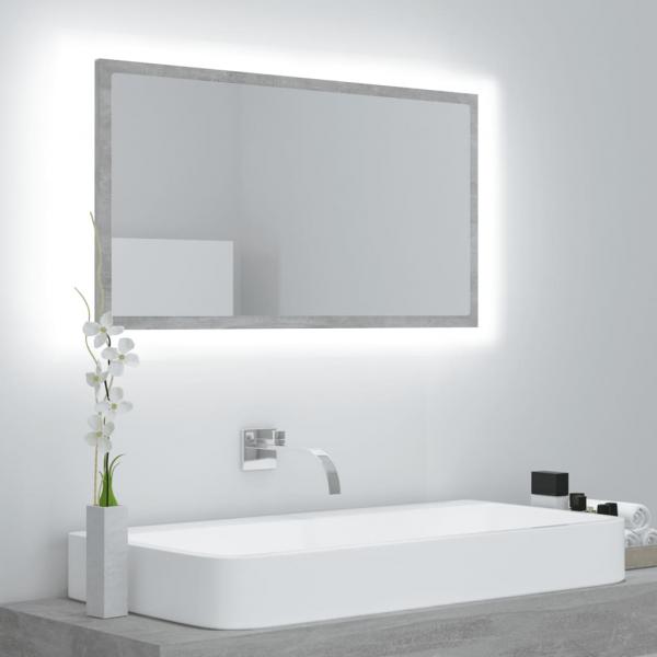 ARDEBO.de - LED-Badspiegel Betongrau 80x8,5x37 cm Acryl