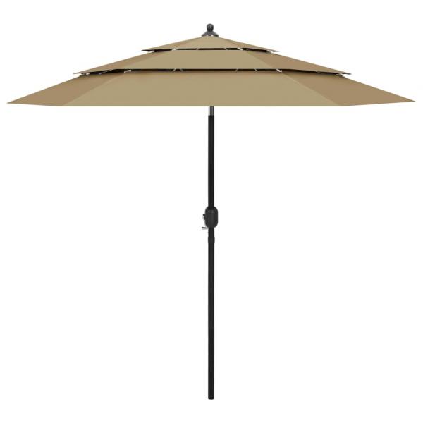 ARDEBO.de - Sonnenschirm mit Aluminium-Mast 3-lagig Taupe 2,5 m