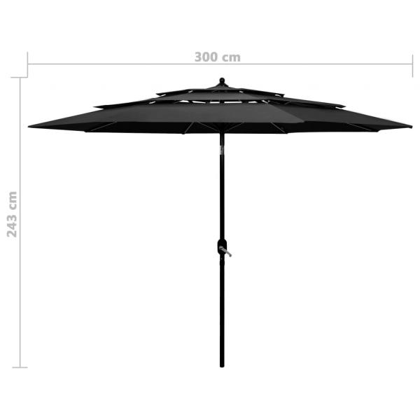 Sonnenschirm mit Aluminium-Mast 3-lagig Anthrazit 3 m