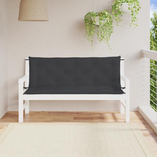 ARDEBO.de - Gartenbank-Auflagen 2 Stk. Schwarz 150x50x7 cm Oxford-Gewebe