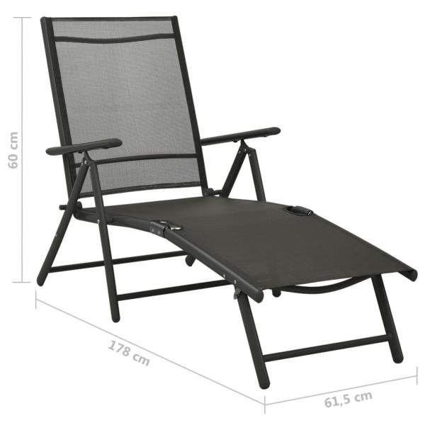 3-tlg. Garten-Lounge-Set Textilene und Aluminium Schwarz