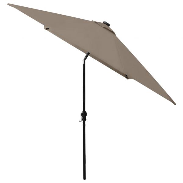 Sonnenschirm mit LEDs und Stahl-Mast Taupe 2x3 m