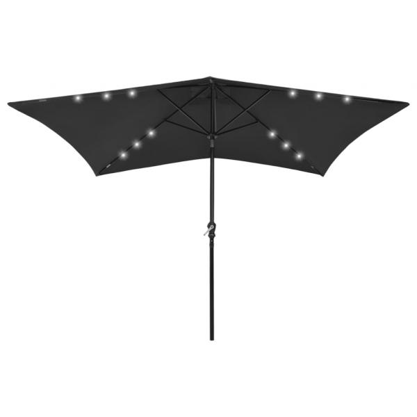 ARDEBO.de - Sonnenschirm mit LEDs und Stahl-Mast Schwarz 2x3 m