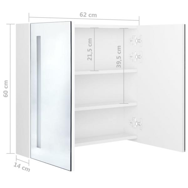 LED-Spiegelschrank fürs Bad Glänzend Weiß 62x14x60 cm