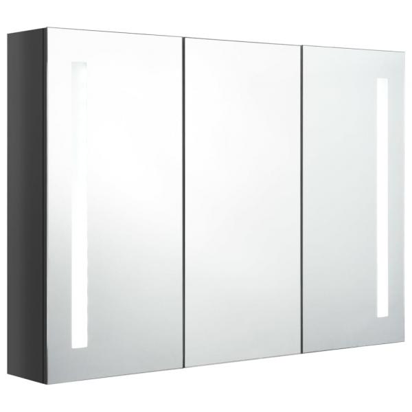 LED-Spiegelschrank fürs Bad 89x14x62 cm Glänzend Grau