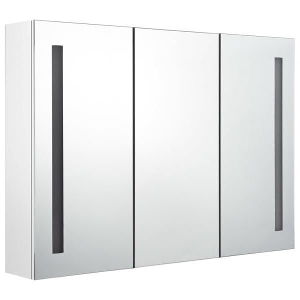 LED-Spiegelschrank fürs Bad 89x14x62 cm Glänzend Weiß