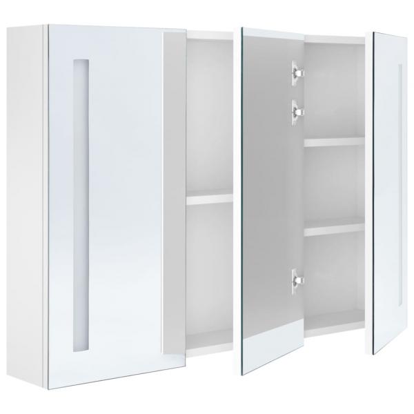 LED-Spiegelschrank fürs Bad 89x14x62 cm Glänzend Weiß