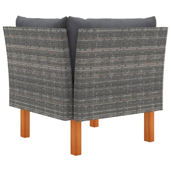 Ecksofa Poly Rattan und Eukalyptus Massivholz