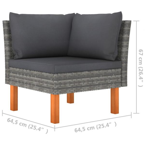 Ecksofa Poly Rattan und Eukalyptus Massivholz