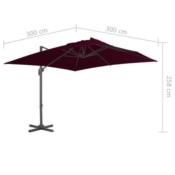 Ampelschirm mit Aluminium-Mast Bordeauxrot 300x300 cm