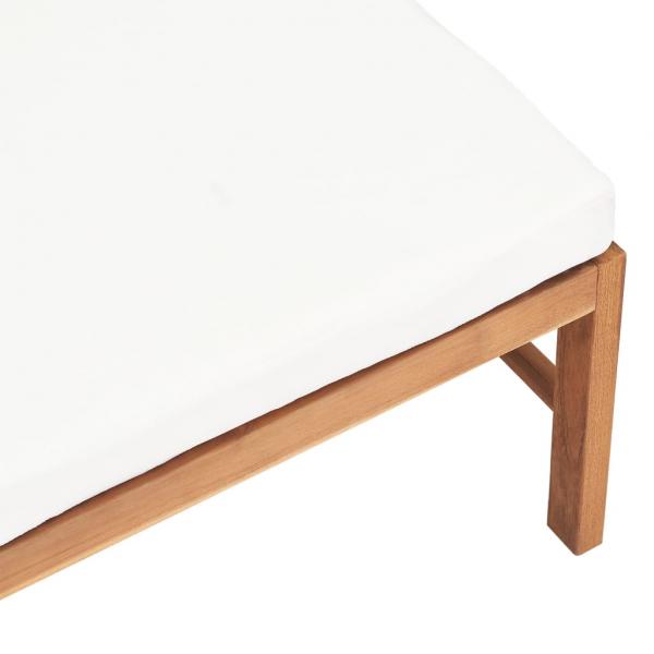 Fußhocker mit Creme Kissen Massivholz Teak