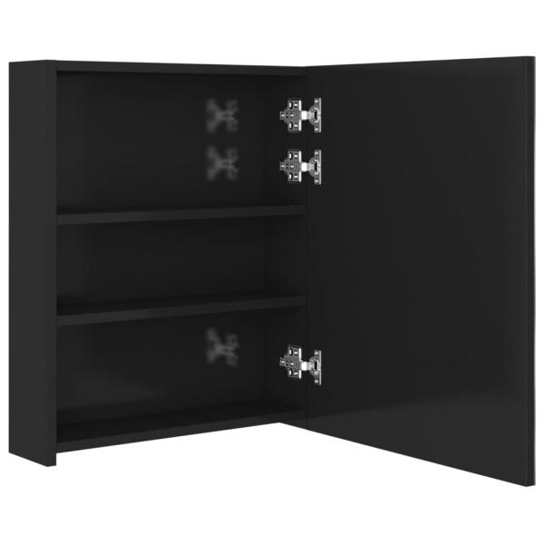 LED-Bad-Spiegelschrank Glänzendes Schwarz 50x14x60 cm