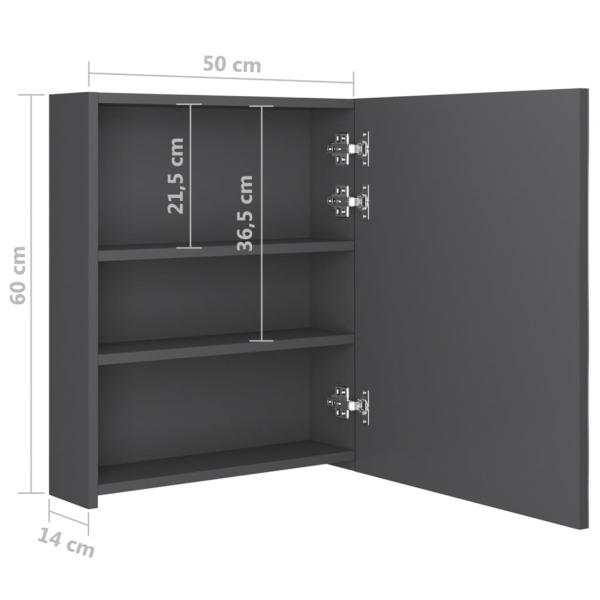 LED-Bad-Spiegelschrank Grau 50x14x60 cm