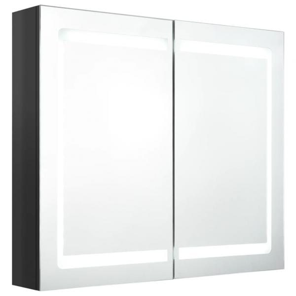 LED-Spiegelschrank fürs Bad Glänzend Schwarz 80x12x68 cm