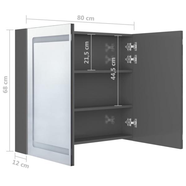 LED-Spiegelschrank fürs Bad Glänzend Grau 80x12x68 cm