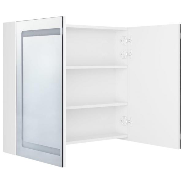 LED-Spiegelschrank fürs Bad Glänzend Weiß 80x12x68 cm