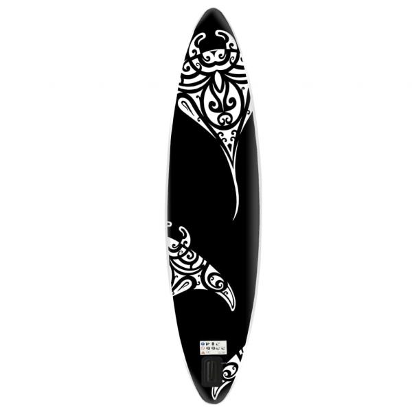 SUP-Board-Set Aufblasbar 305x76x15 cm Schwarz