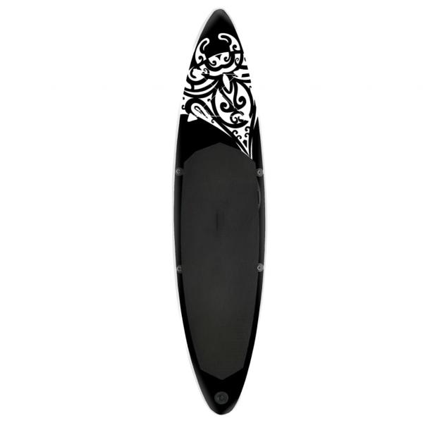 SUP-Board-Set Aufblasbar 366x76x15 cm Schwarz