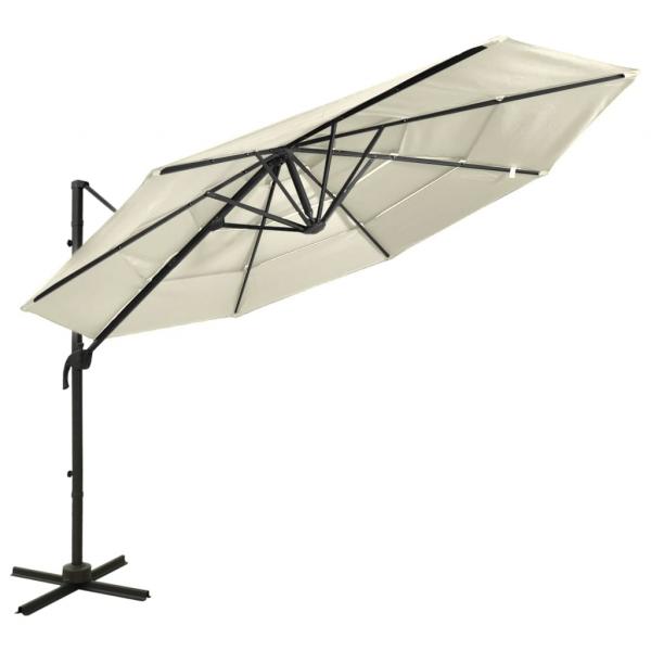 ARDEBO.de - Sonnenschirm mit Aluminium-Mast 4-lagig Sandfarben 3x3 m