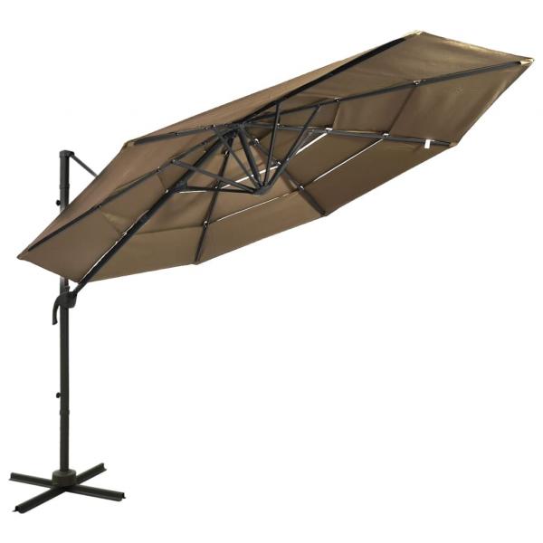 ARDEBO.de - Sonnenschirm mit Aluminium-Mast 4-lagig Taupe 3x3 m