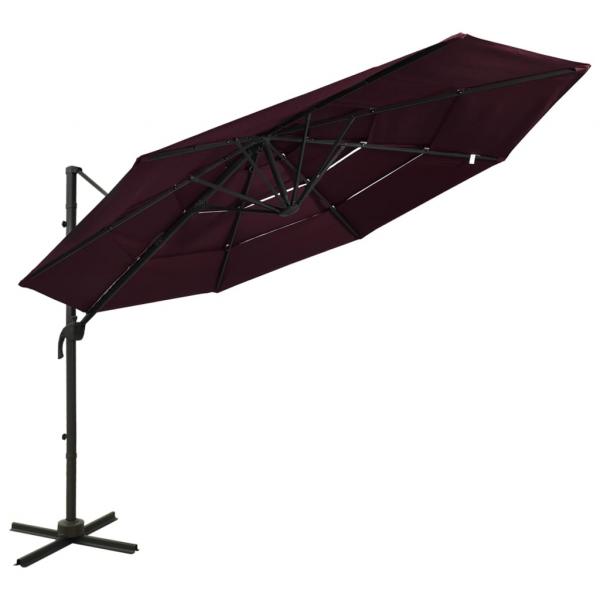 ARDEBO.de - Sonnenschirm mit Aluminium-Mast 4-lagig Bordeauxrot 3x3 m