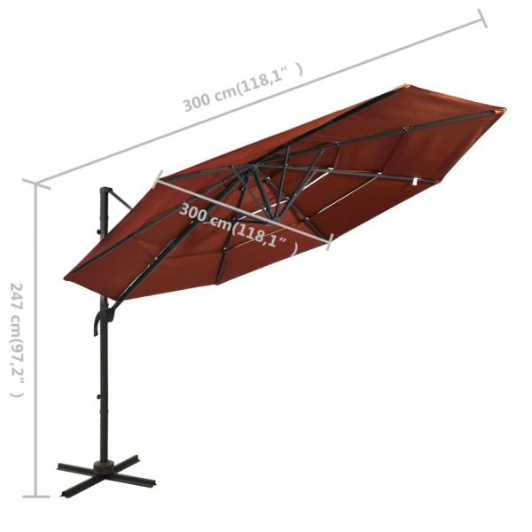 Sonnenschirm mit Aluminium-Mast 4-lagig Terrakottarot 3x3 m