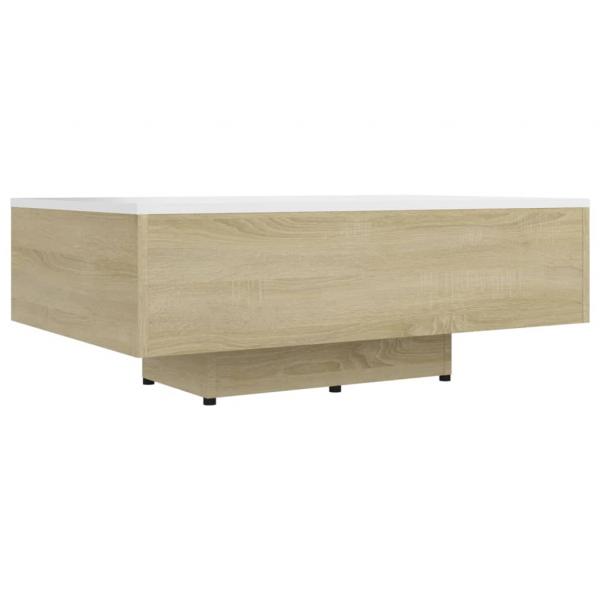 Couchtisch Weiß Sonoma-Eiche 85x55x31 cm Holzwerkstoff