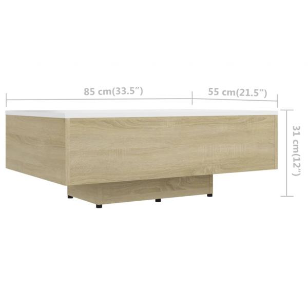 Couchtisch Weiß Sonoma-Eiche 85x55x31 cm Holzwerkstoff