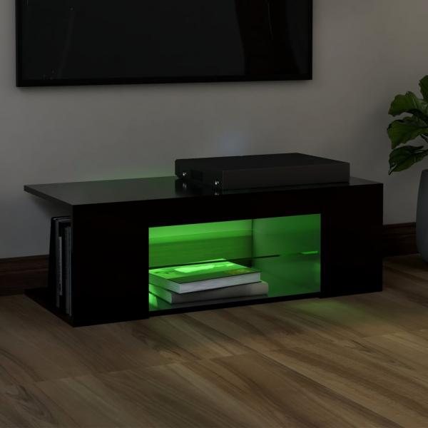 TV-Schrank mit LED-Leuchten Schwarz 90x39x30cm