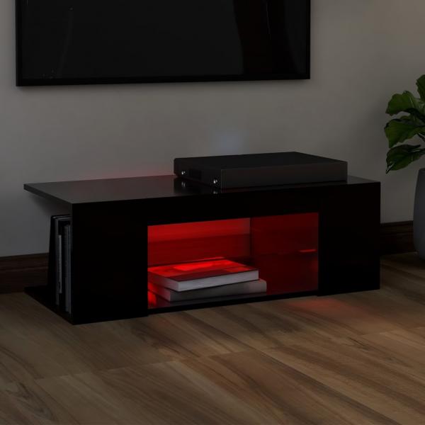 TV-Schrank mit LED-Leuchten Schwarz 90x39x30cm