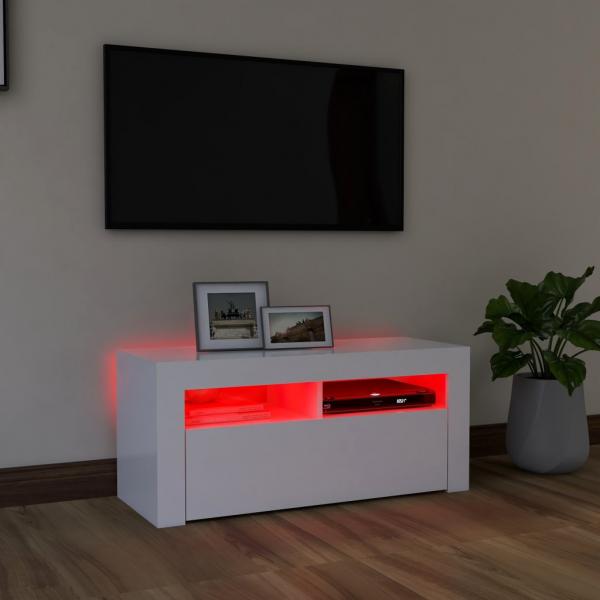 TV-Schrank mit LED-Leuchten Weiß 90x35x40 cm