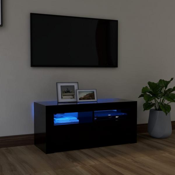 ARDEBO.de - TV-Schrank mit LED-Beleuchtung Schwarz 90x35x40 cm