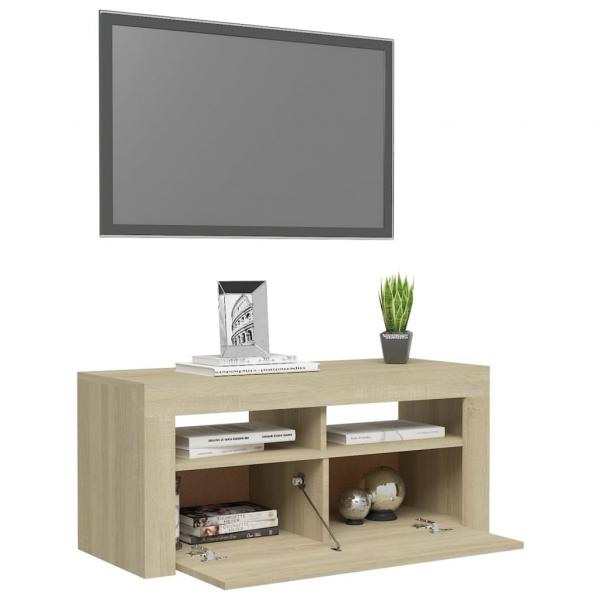 TV-Schrank mit LED-Leuchten Sonoma-Eiche 90x35x40 cm