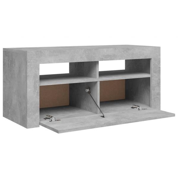 TV-Schrank mit LED-Leuchten Betongrau 90x35x40 cm