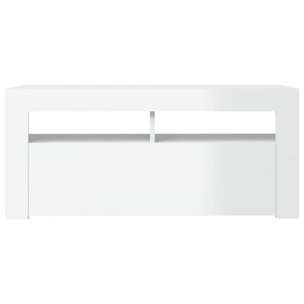 TV-Schrank mit LED-Leuchten Hochglanz-Weiß 90x35x40 cm