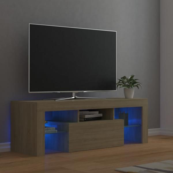 ARDEBO.de - TV-Schrank mit LED-Leuchten Sonoma-Eiche 120x35x40 cm