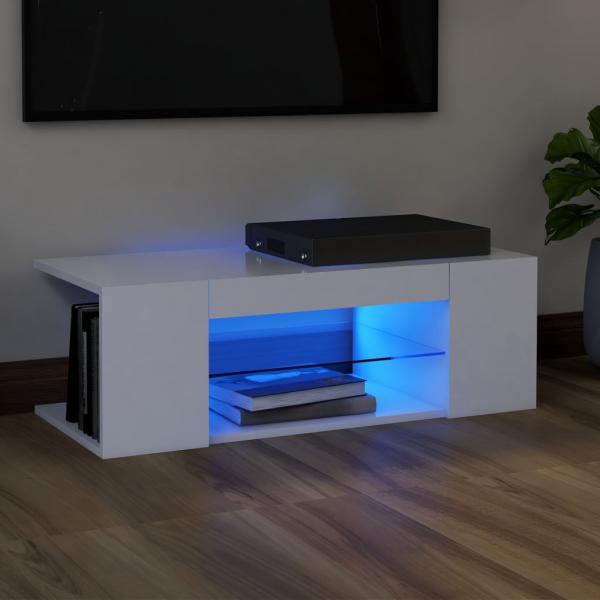 ARDEBO.de - TV-Schrank mit LED-Leuchten Weiß 90x39x30 cm