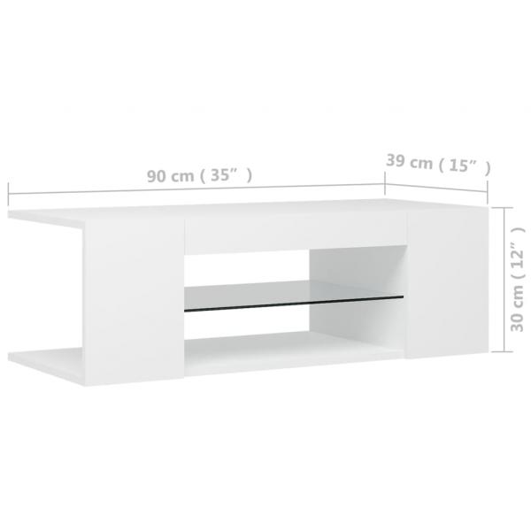 TV-Schrank mit LED-Leuchten Weiß 90x39x30 cm