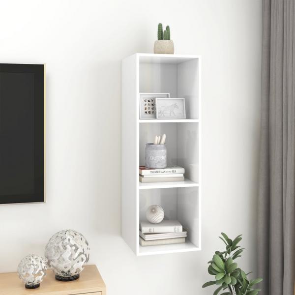 TV-Wandschrank Hochglanz-Weiß 37x37x107 cm Holzwerkstoff