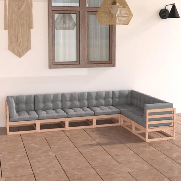 ARDEBO.de - 7-tlg. Garten-Lounge-Set mit Kissen Massivholz Kiefer