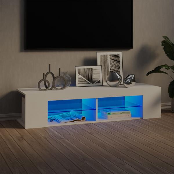 ARDEBO.de - TV-Schrank mit LED-Leuchten Weiß 135x39x30 cm